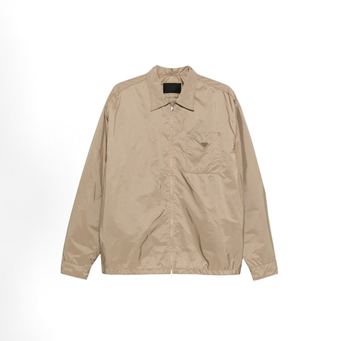 prada triangle logo point collar lightweight zip jacket